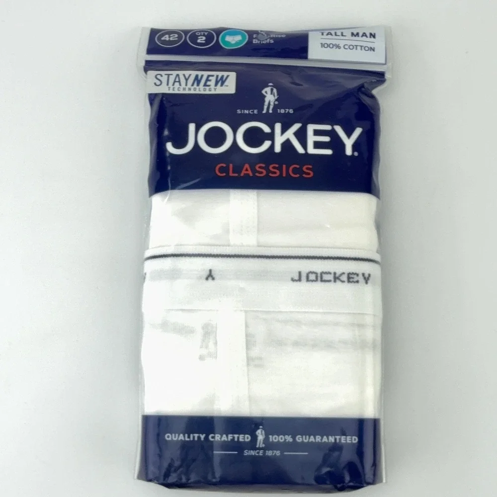 Jockey Classics Tall Man Full Rise Briefs White 2 Pack Size 42 100% Cotton 9970